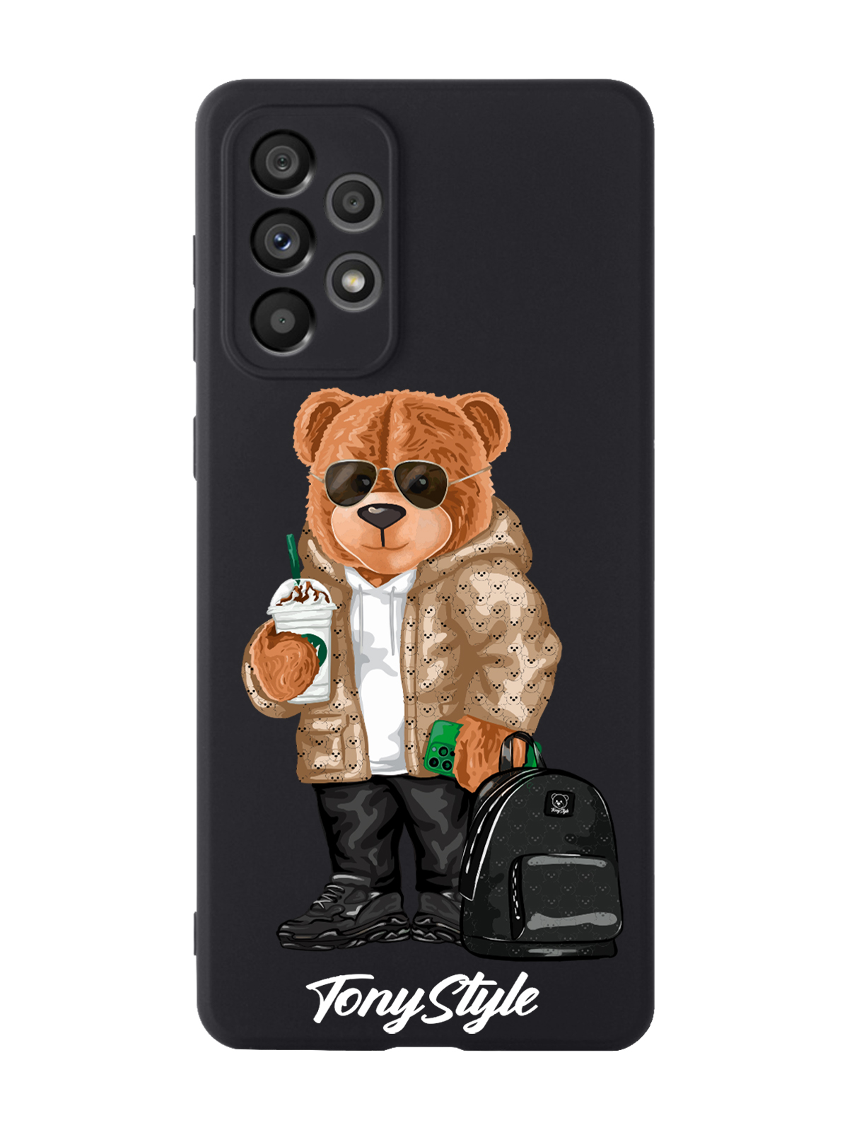

Чехол Tony Style для Samsung Galaxy A73 Tony Style в очках черный, Коричневый;черный;белый
