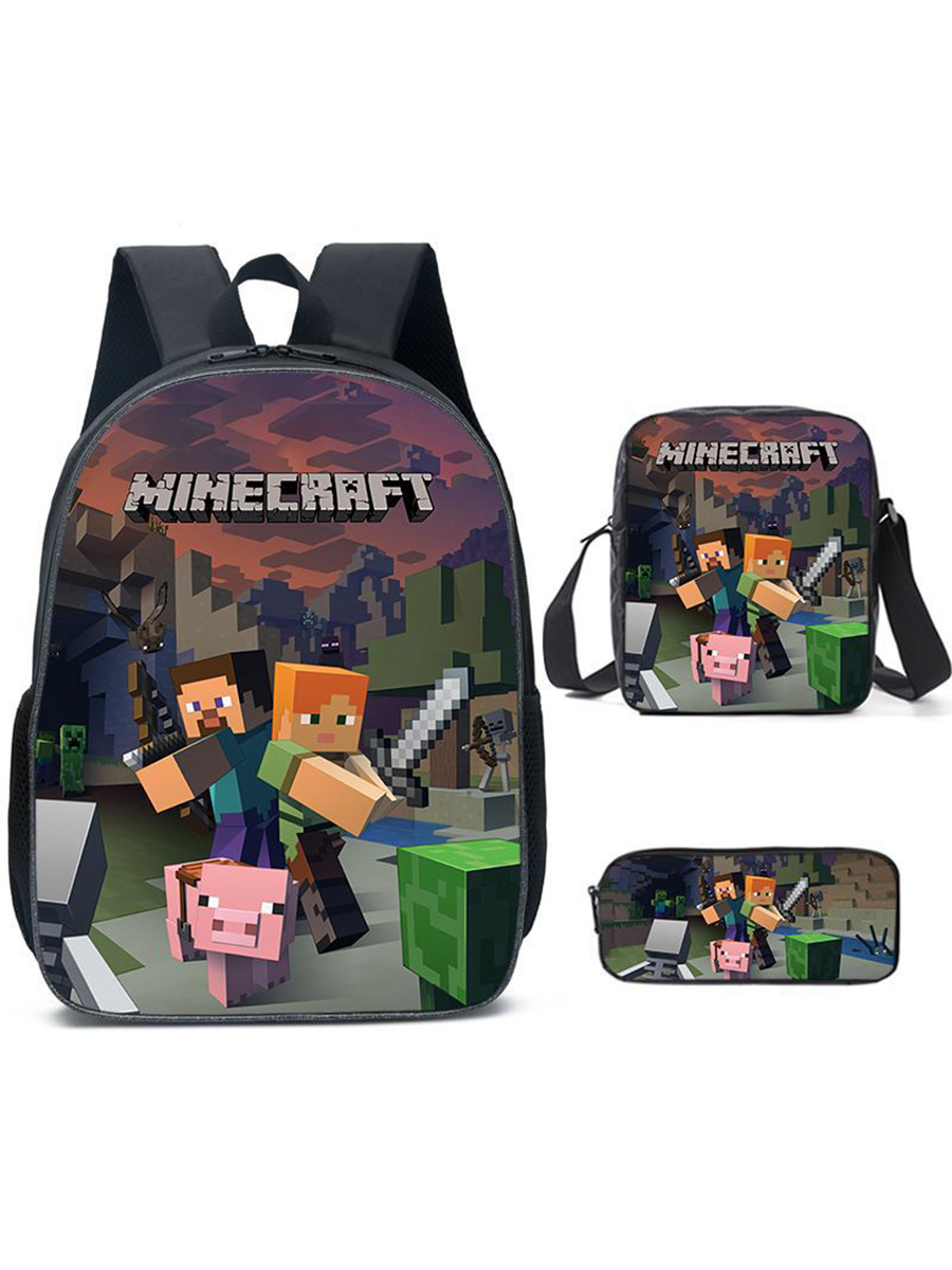 Рюкзак детский StarFriend сумка пенал 3 в 1 Майнкрафт Стив и Алекс Minecraft черный сумка для казана 4 6 литров оксфорд 600 43 x 43 x 26 см
