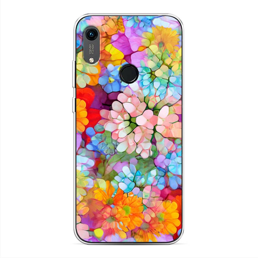 

Чехол на Huawei Y6 2019 "Цветы витраж", Оранжевый;розовый;голубой, 611550-3