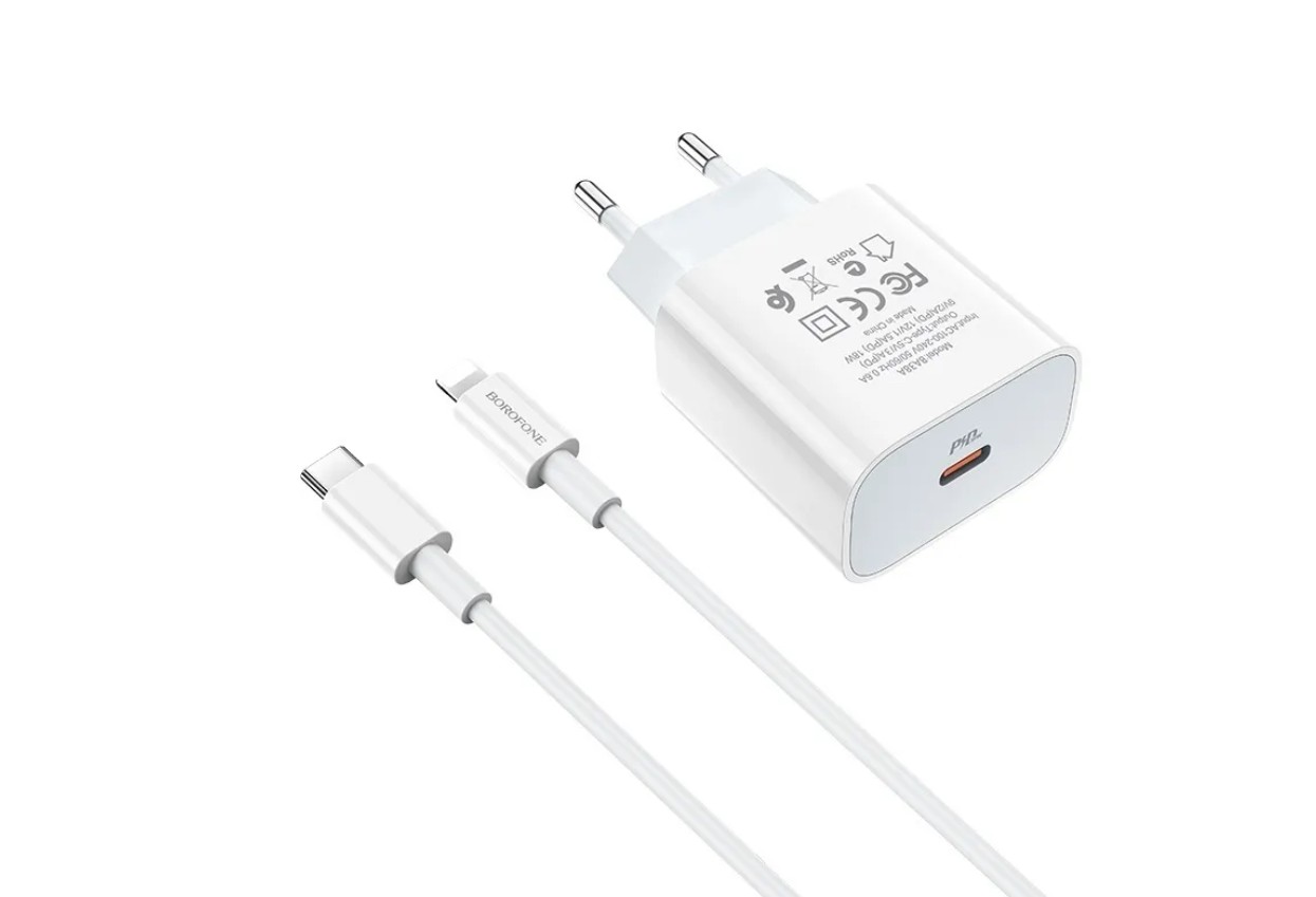 Сетевое зарядное устройство Borofone BA38A lightning - usb type-c 1xUSB Type-C 3 А белый