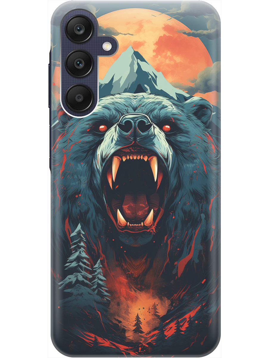 

Силиконовый чехол на Samsung Galaxy A25 с рисунком "Гризли при красной луне", Красный;синий;черный, 20012134