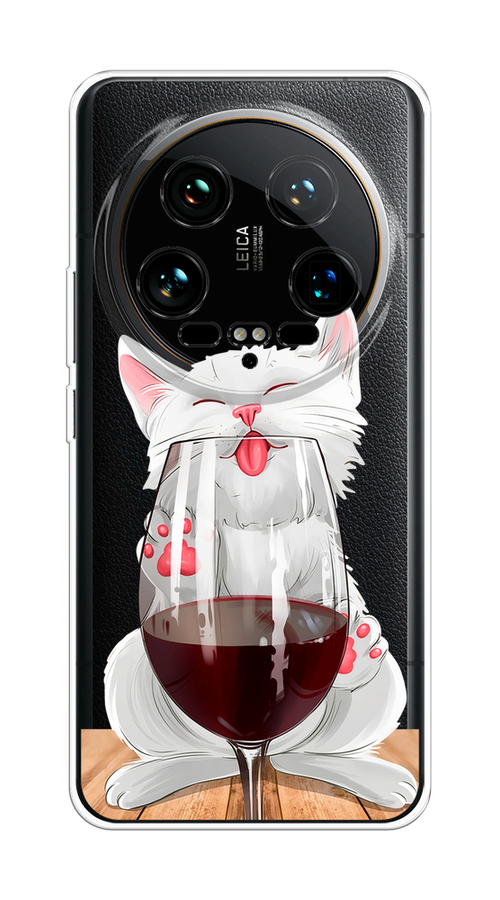 

Чехол на Xiaomi 14 Ultra "Кот с бокалом", Прозрачный;белый;красный, 321850-1