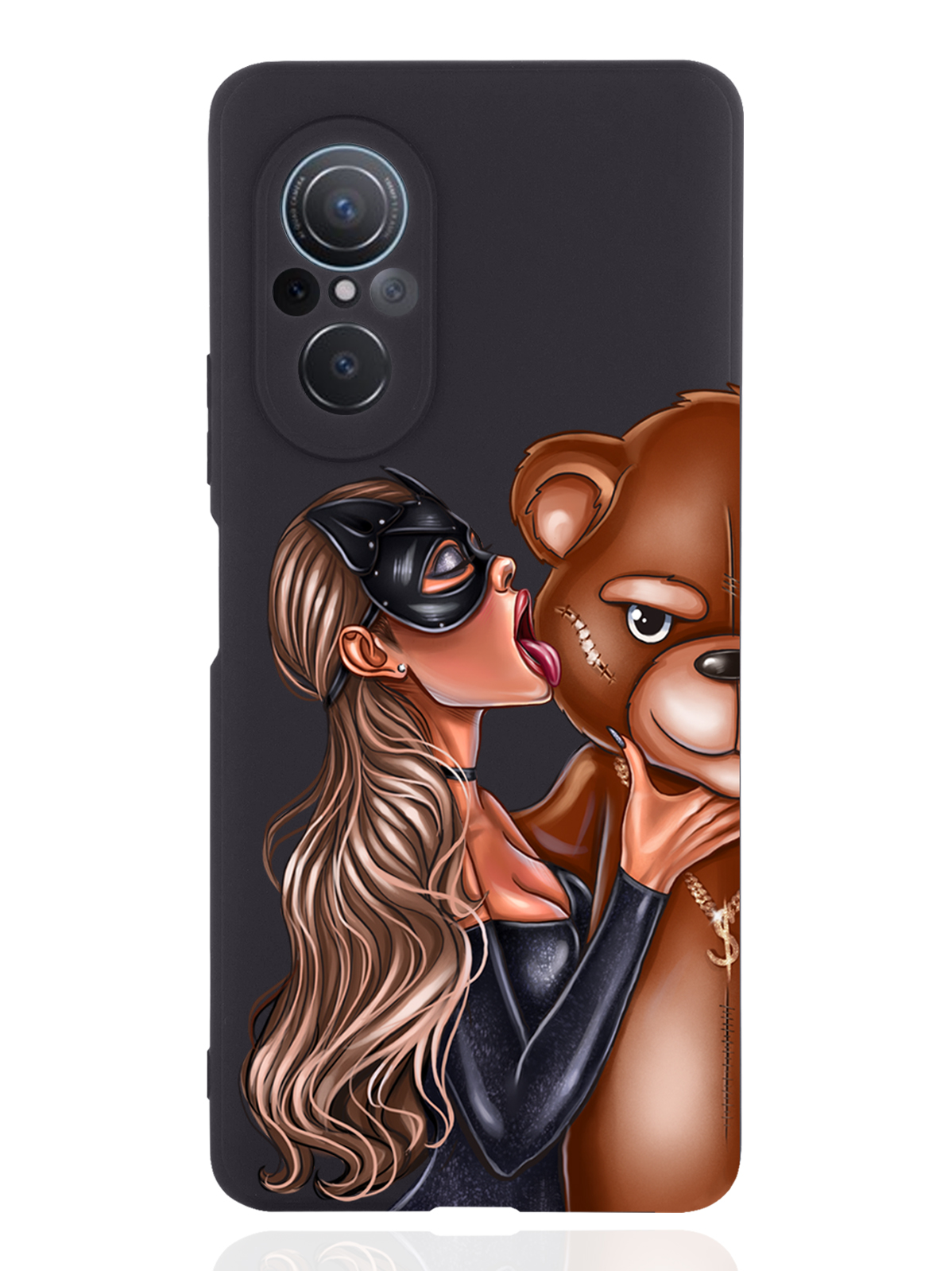 

Чехол MustHaveCase для Huawei nova 9 SE Кошечка и мишка черный, Черный;коричневый