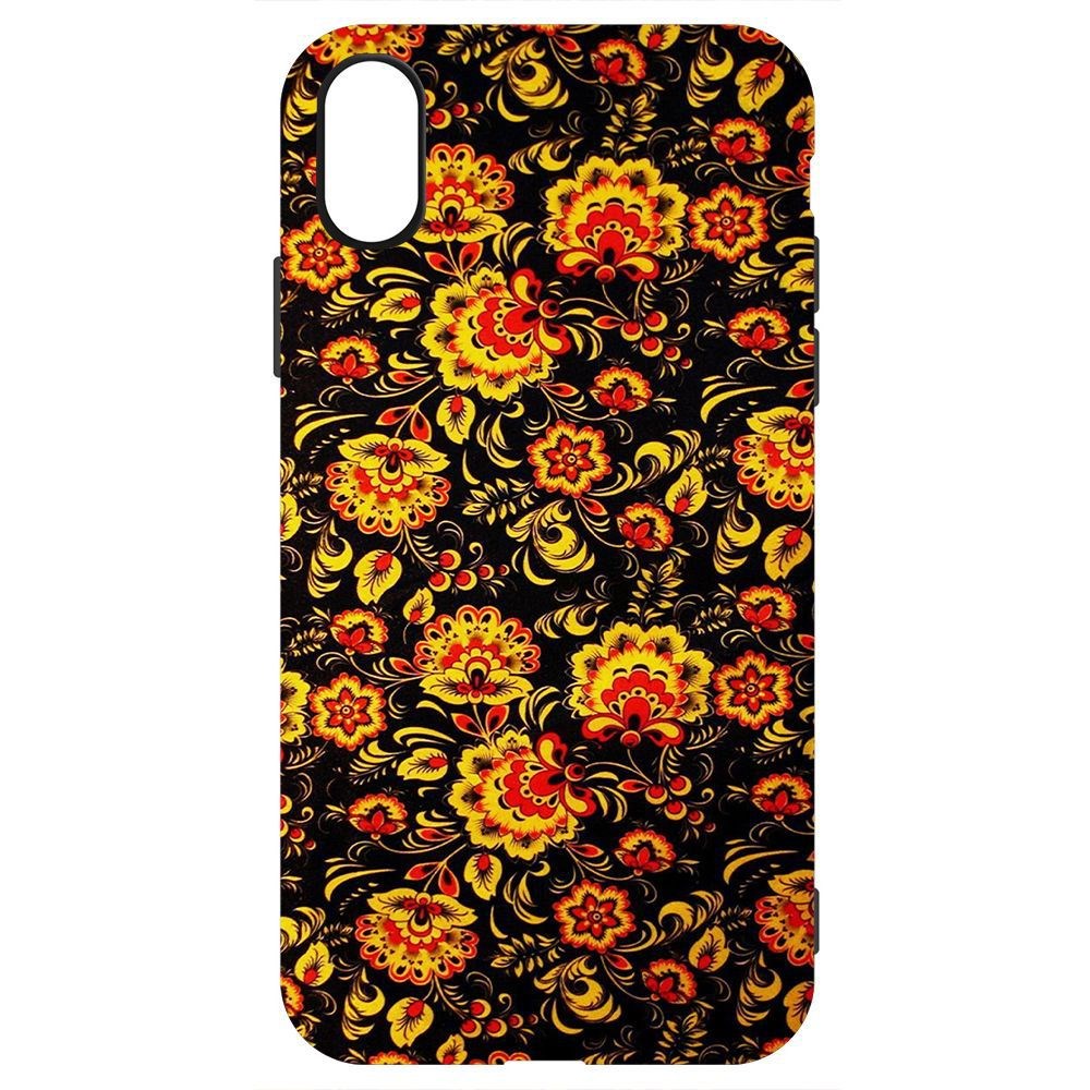 

Чехол-накладка Krutoff Soft Case Хохлома для iPhone X, Черный