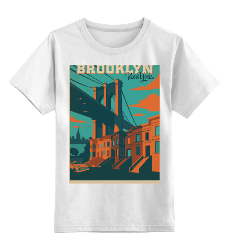 

Детская футболка классическая Printio Brooklyn, р. 164, Белый, 0000000656102