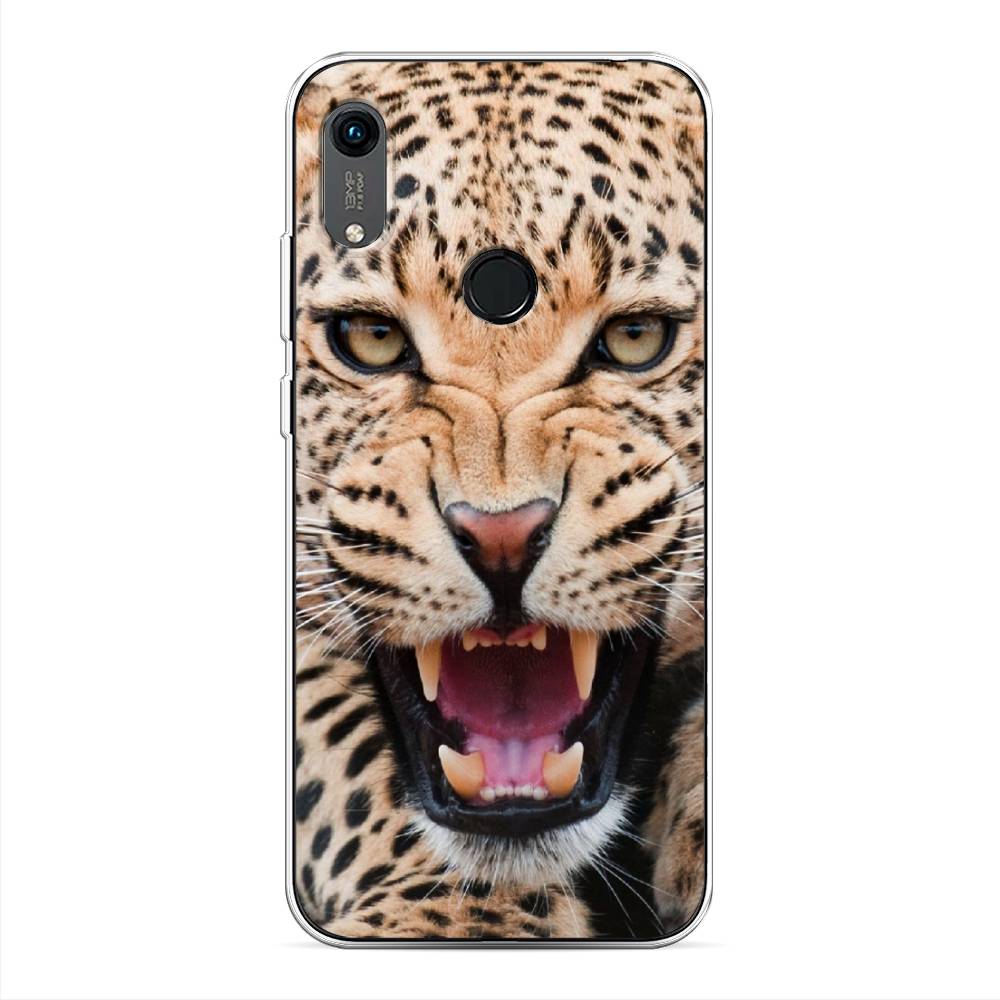 

Чехол на Huawei Y6 2019 "Леопард 3d", Бежевый;черный, 611550-6