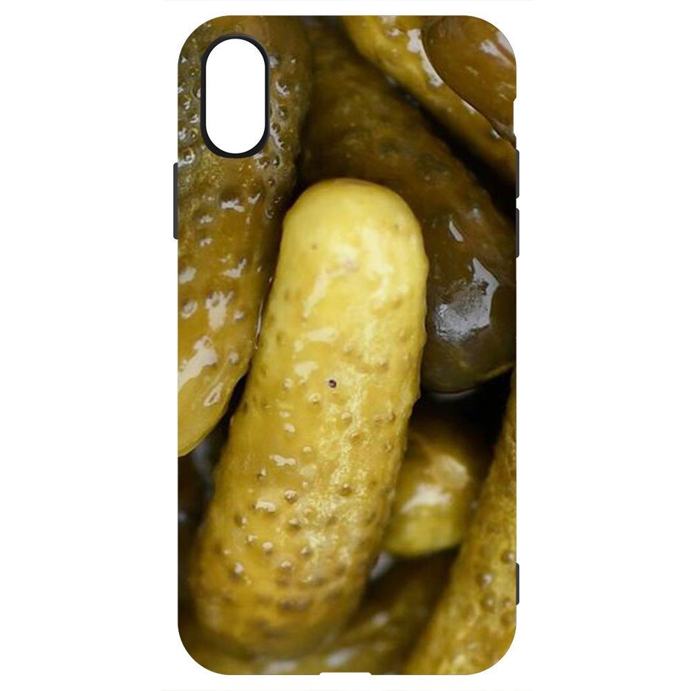 

Чехол-накладка Krutoff Soft Case Огурчики для iPhone XS, Черный