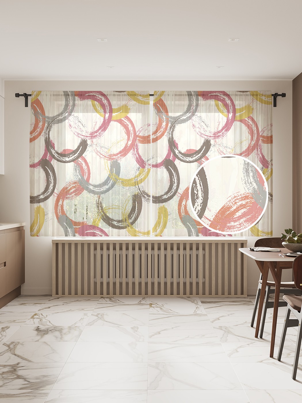 фото Фототюль joyarty "туманные кольца", 145x180 см (2 полотна со шторной лентой + 50 крючков)