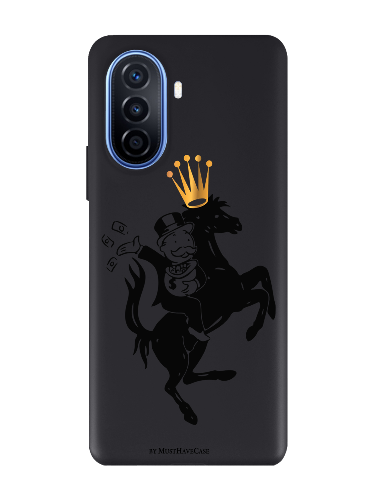 

Чехол MustHaveCase для Huawei Nova Y70/Y70 Plus Monopoly на коне черный, Черный;золотистый