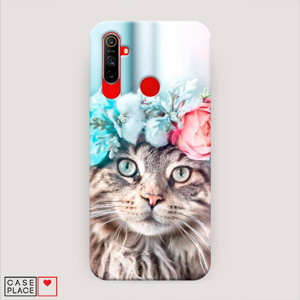 

Пластиковый чехол "Кот в венке" на Realme C3, 253020-1