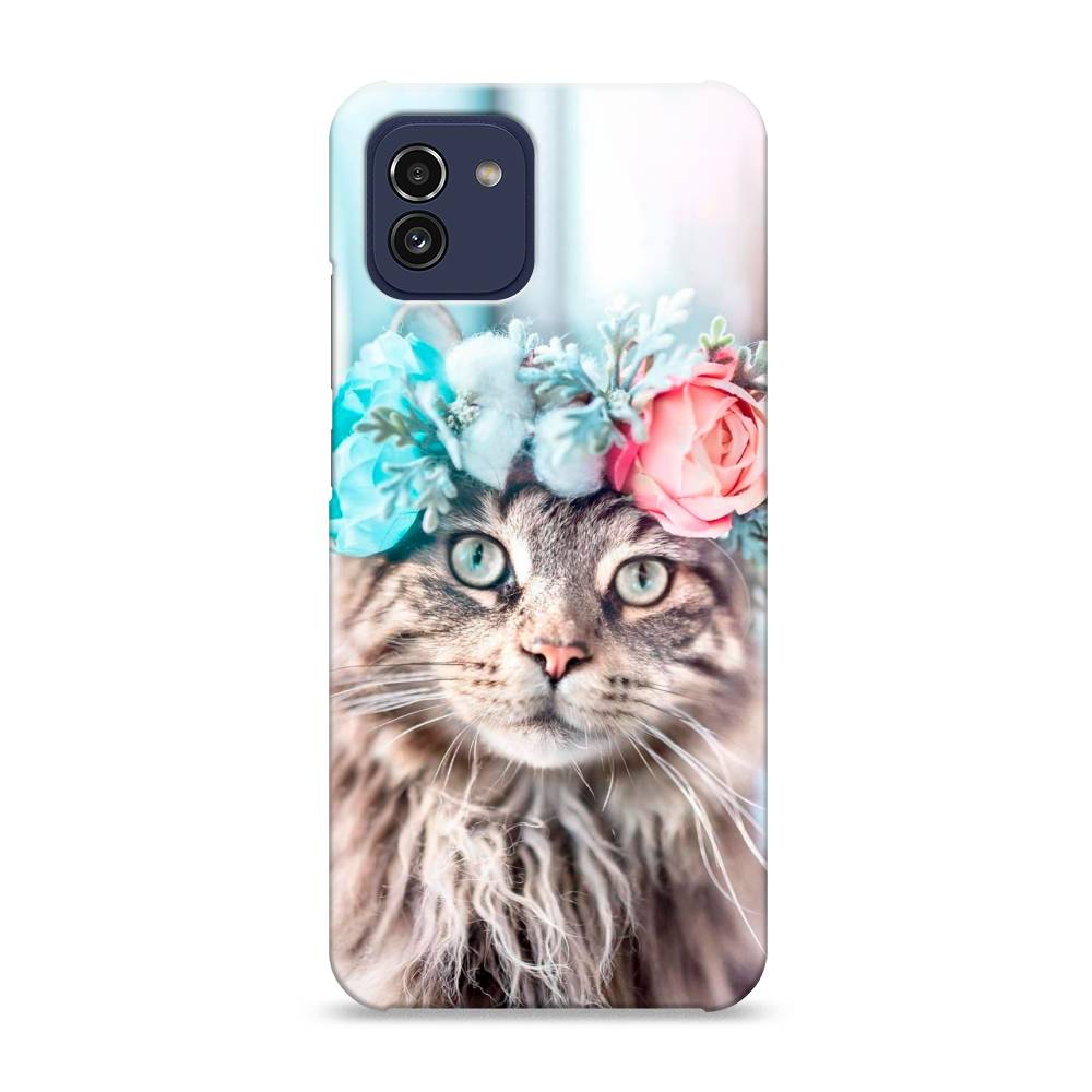 

Пластиковый чехол "Кот в венке" на Samsung Galaxy A03, 2104920-1