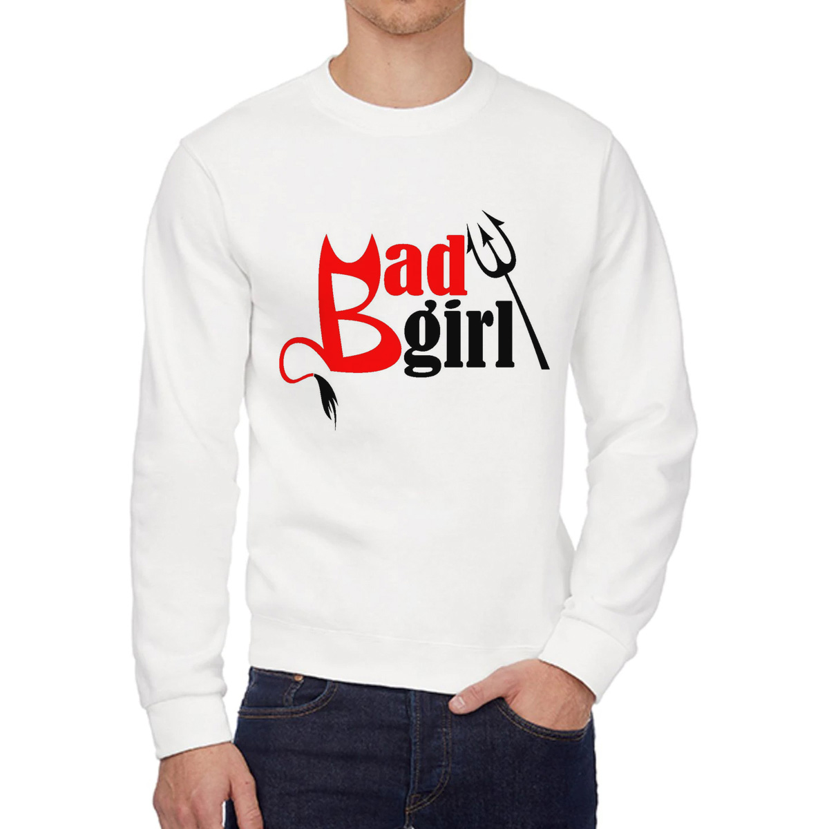 

Свитшот женский CoolPodarok Bad girl плохая девочка белый 52 RU, W0114136