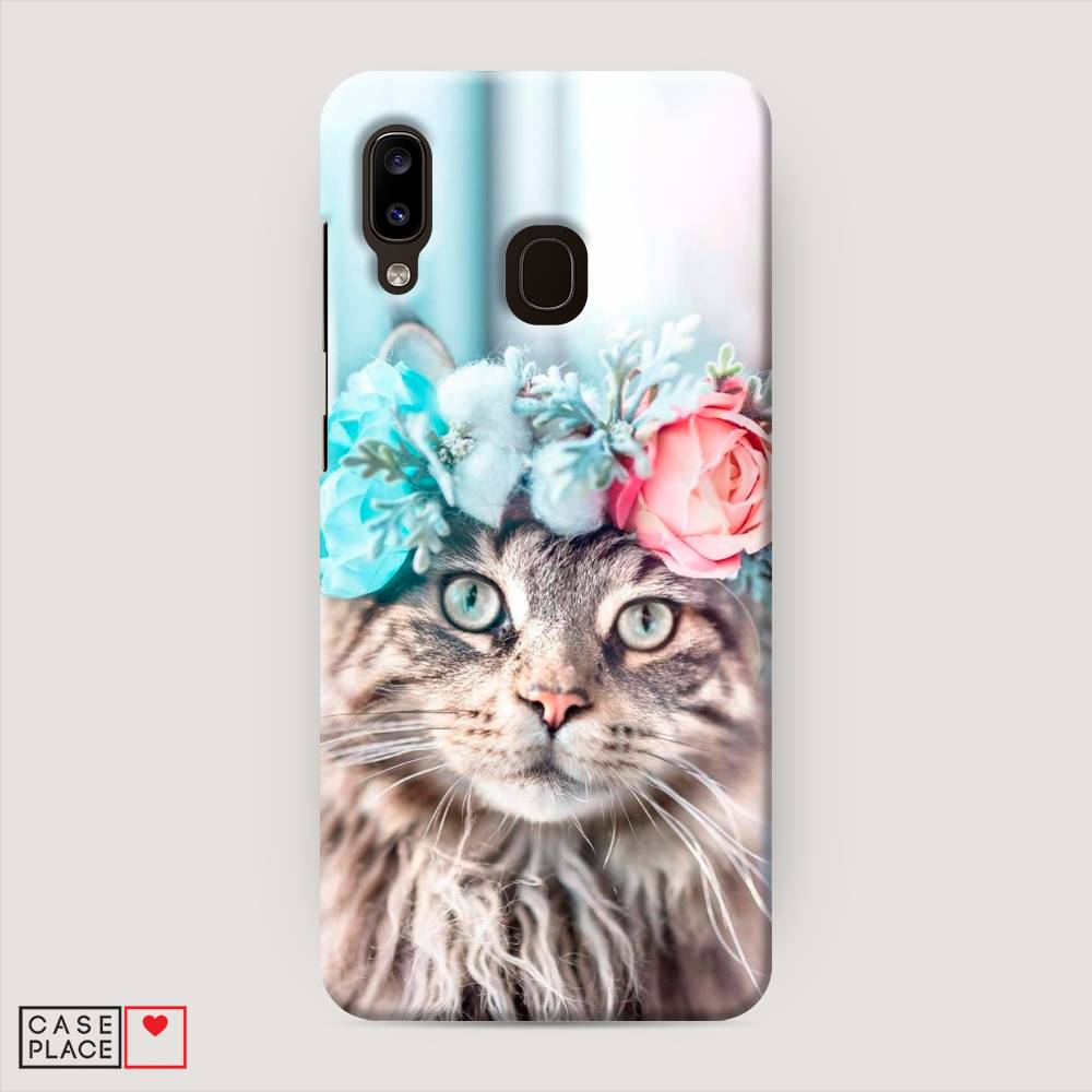 фото Пластиковый чехол "кот в венке" на samsung galaxy a30 awog