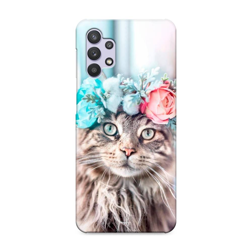 

Пластиковый чехол "Кот в венке" на Samsung Galaxy A32, 2102020-1