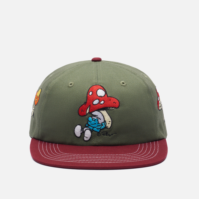 Кепка Butter Goods x The Smurfs Mushroom 6 Panel оливковый, Размер ONE SIZE