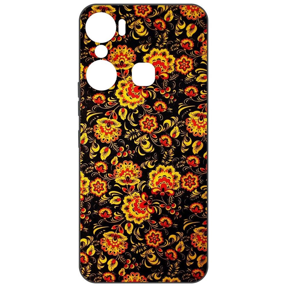 

Чехол-накладка Krutoff Soft Case Хохлома для Infinix Hot 12 Pro, Черный