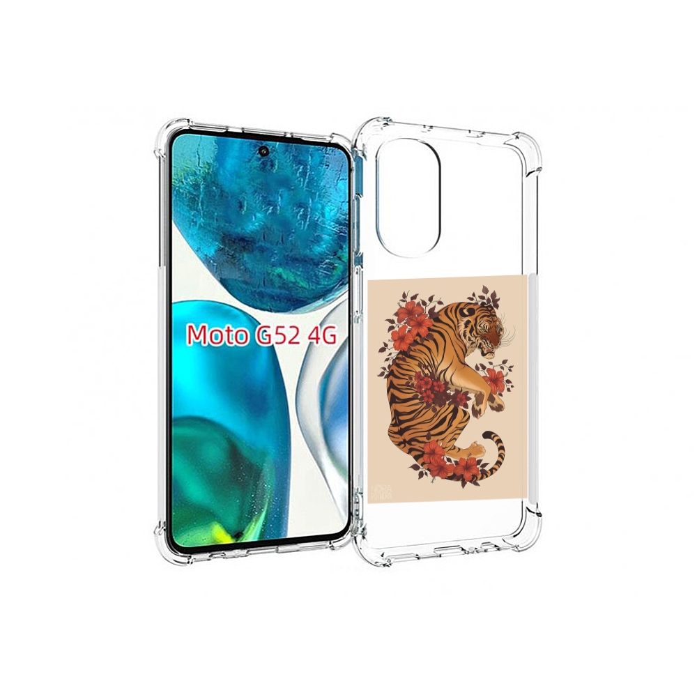 

Чехол MyPads злой-тигр-с-цветами для Motorola Moto G82 / Moto G52, Прозрачный, Tocco