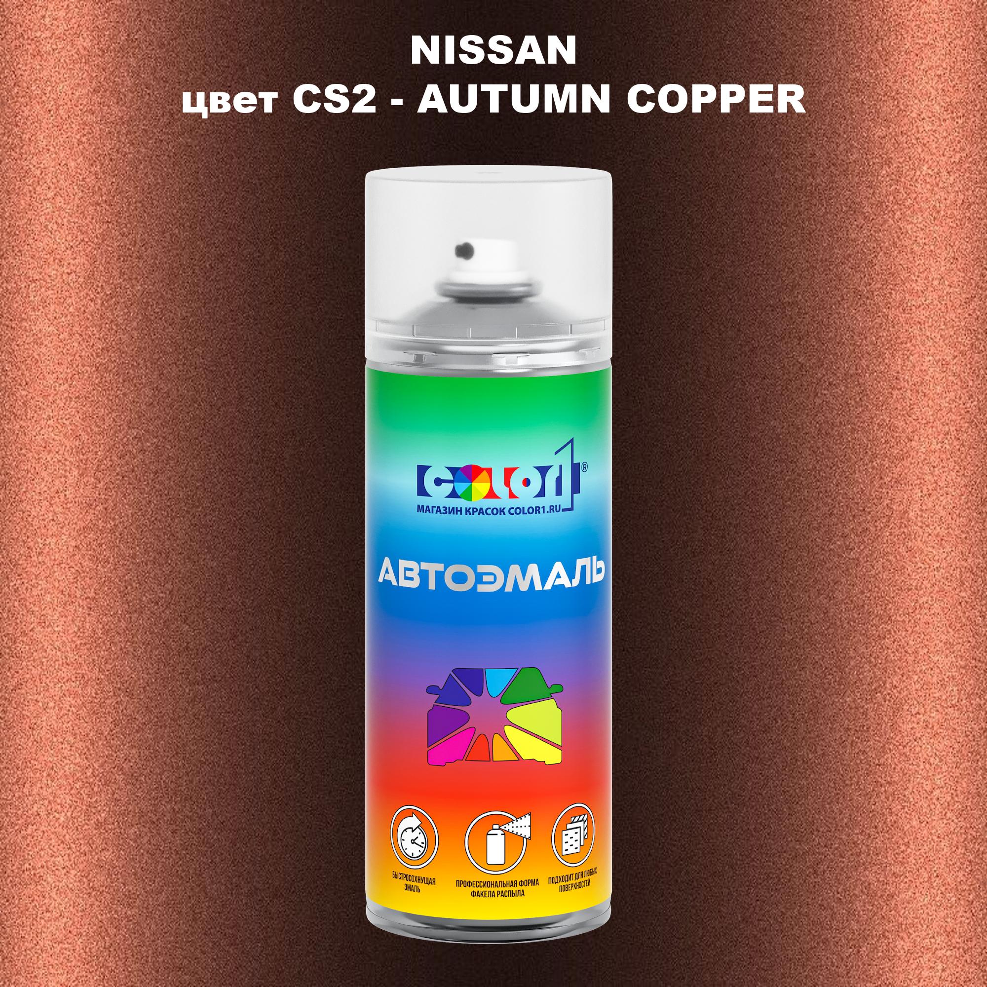 

Аэрозольная краска COLOR1 для NISSAN, цвет CS2 - AUTUMN COPPER, Прозрачный