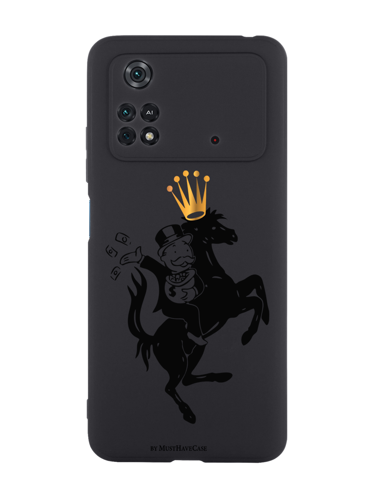 

Чехол MustHaveCase для Poco M4 Pro 4G Monopoly на коне черный, Черный;золотистый