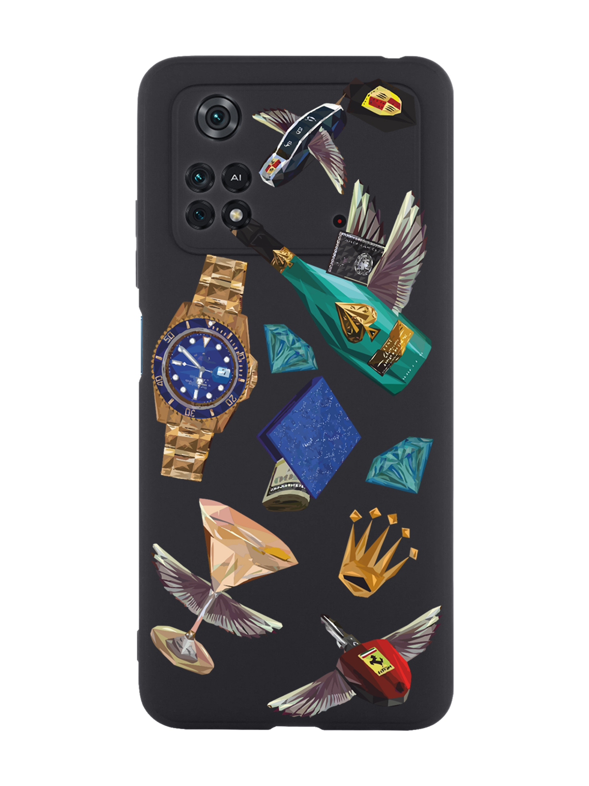 

Чехол MustHaveCase для Poco M4 Pro 4G Luxury lifestyle черный, Разноцветный