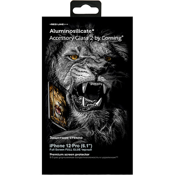

Защитное стекло Red Line Corning iPhone 12 Pro FULL GLUE Black, Corning iPhone 12 Pro FULL GLUE черный
