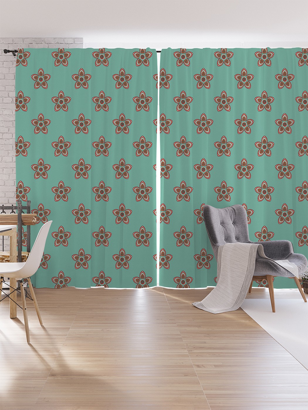 

Шторы под лён JoyArty "Звезды на мятном фоне", серия Oxford DeLux, 340х265 см, Звезды на мятном фоне