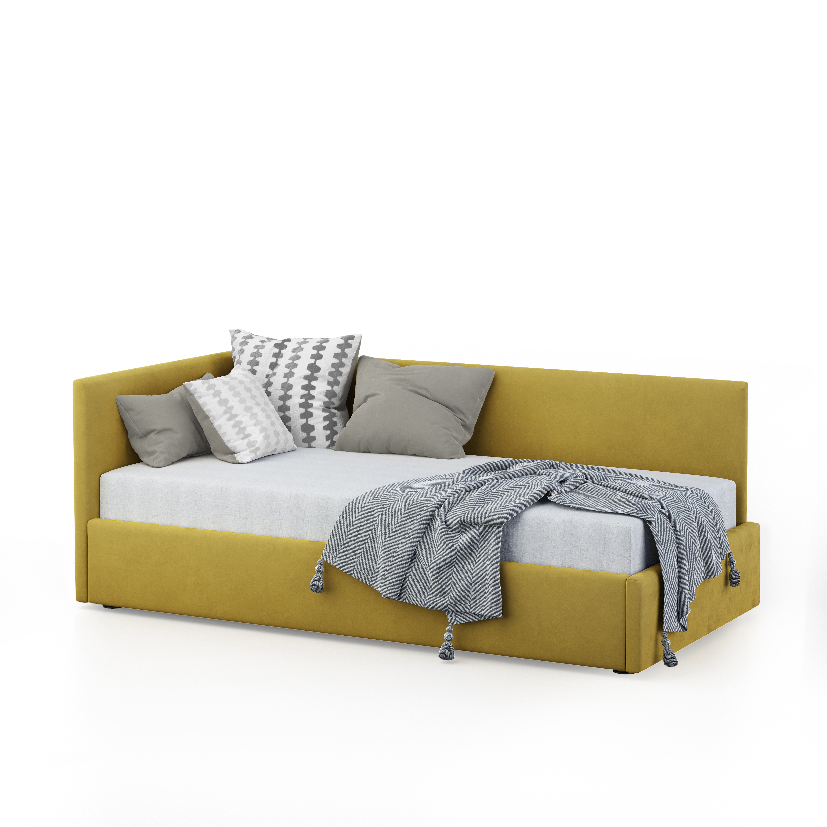 Односпальная кровать GALAXY Меркурий-2 90х200 с подъемным механизмом велюр Mustard
