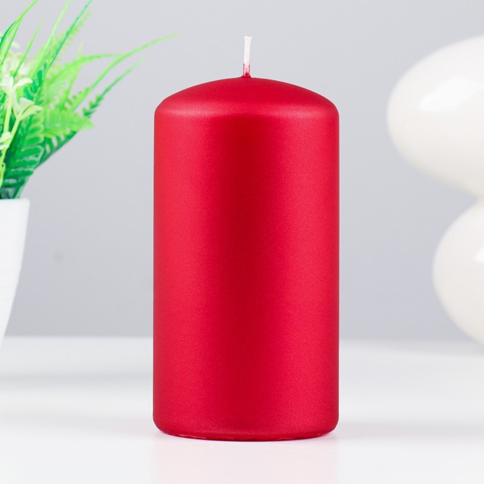 фото Свеча - цилиндр лакированная, "platinum" 7×13 см, красный матовый металлик trend decor candle