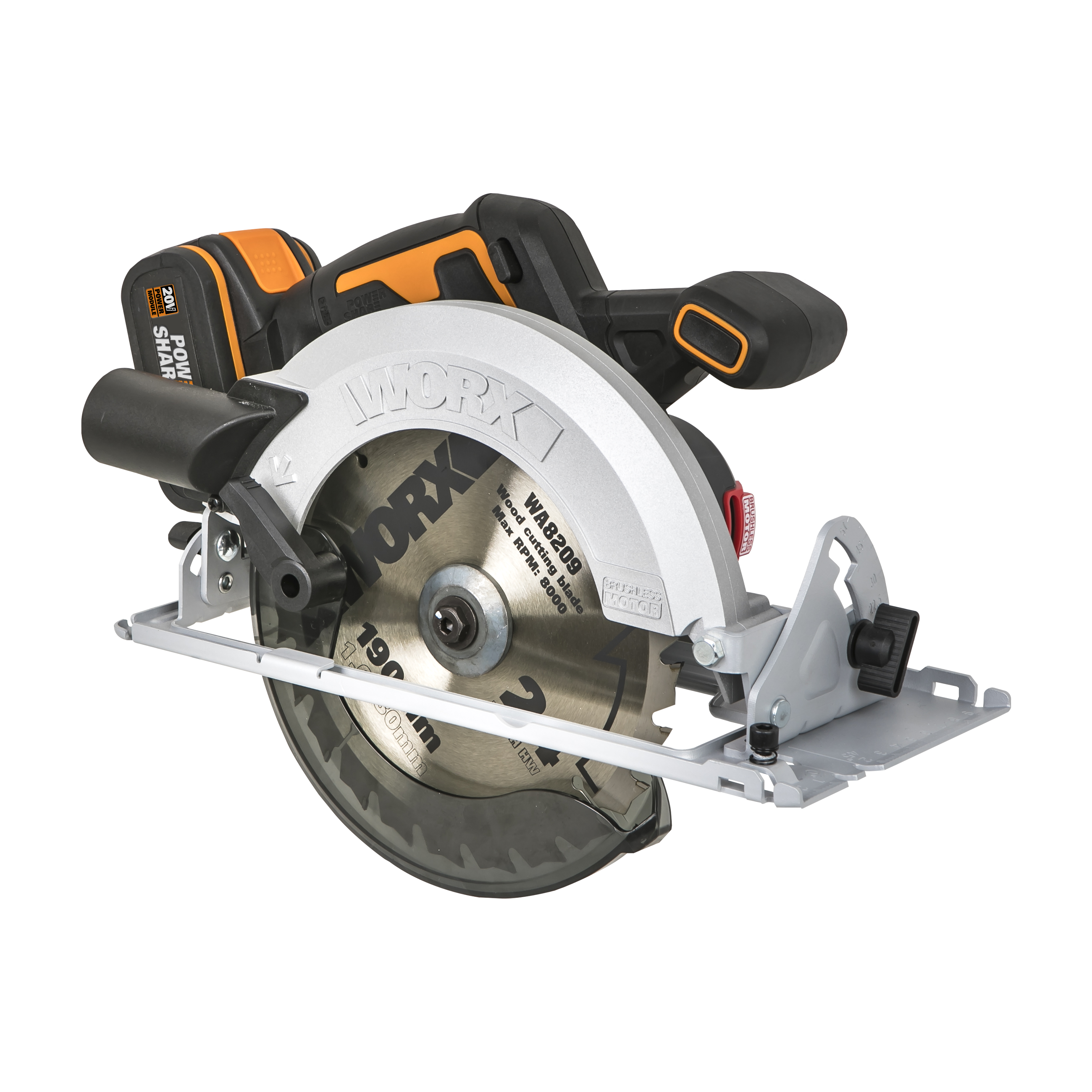фото Циркулярная пила worx wx520.9 20vв 190мм аккумуляторная бесщеточная без батареи и зарядки