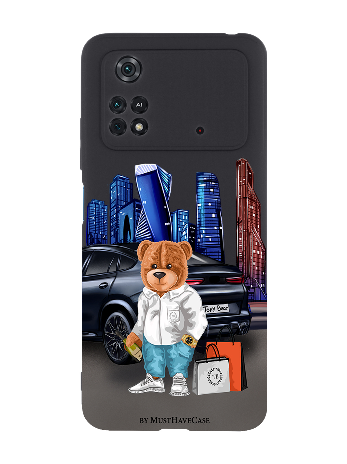 

Чехол MustHaveCase для Poco M4 Pro 4G Tony Moscow city/ Тони Москва Сити черный, Черный;синий;коричневый
