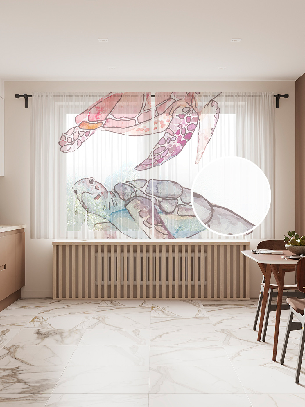 

Фототюль JoyArty "Морские черепахи", 145x180 см (2 полотна со шторной лентой + 50 крючков), Морские черепахи