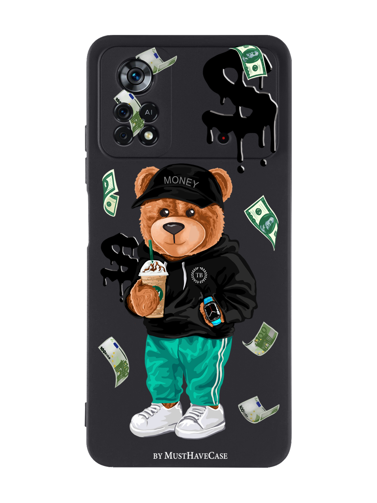 фото Чехол musthavecase для poco x4 pro 5g tony bear/ мишка тони черный