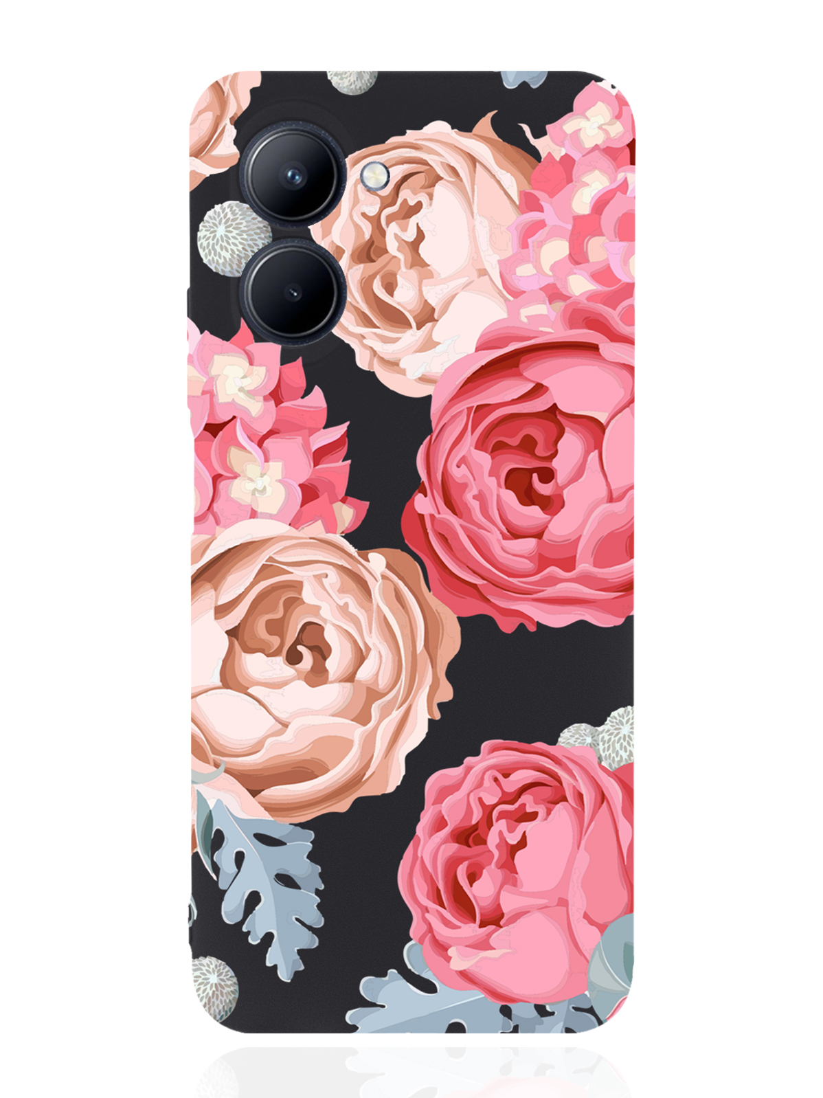 

Чехол MustHaveCase для realme C33 Пионы черный, Розовый