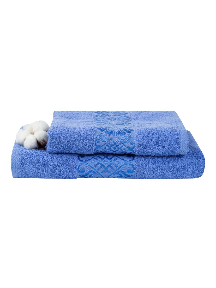 Набор махровых полотенец Вышневолоцкий Текстиль Н-522.375 Темно-голубой Набор из 2 штук