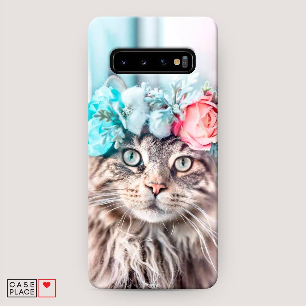 

Пластиковый чехол "Кот в венке" на Samsung Galaxy S10 +, 27120-1