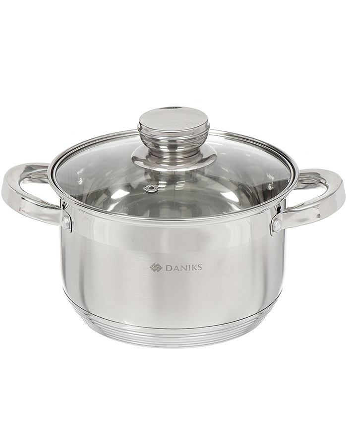 

Кастрюля с крышкой Daniks Стандарт-PR, нержавеющая сталь, 2,9 л, 294420]SCT, Серебристый