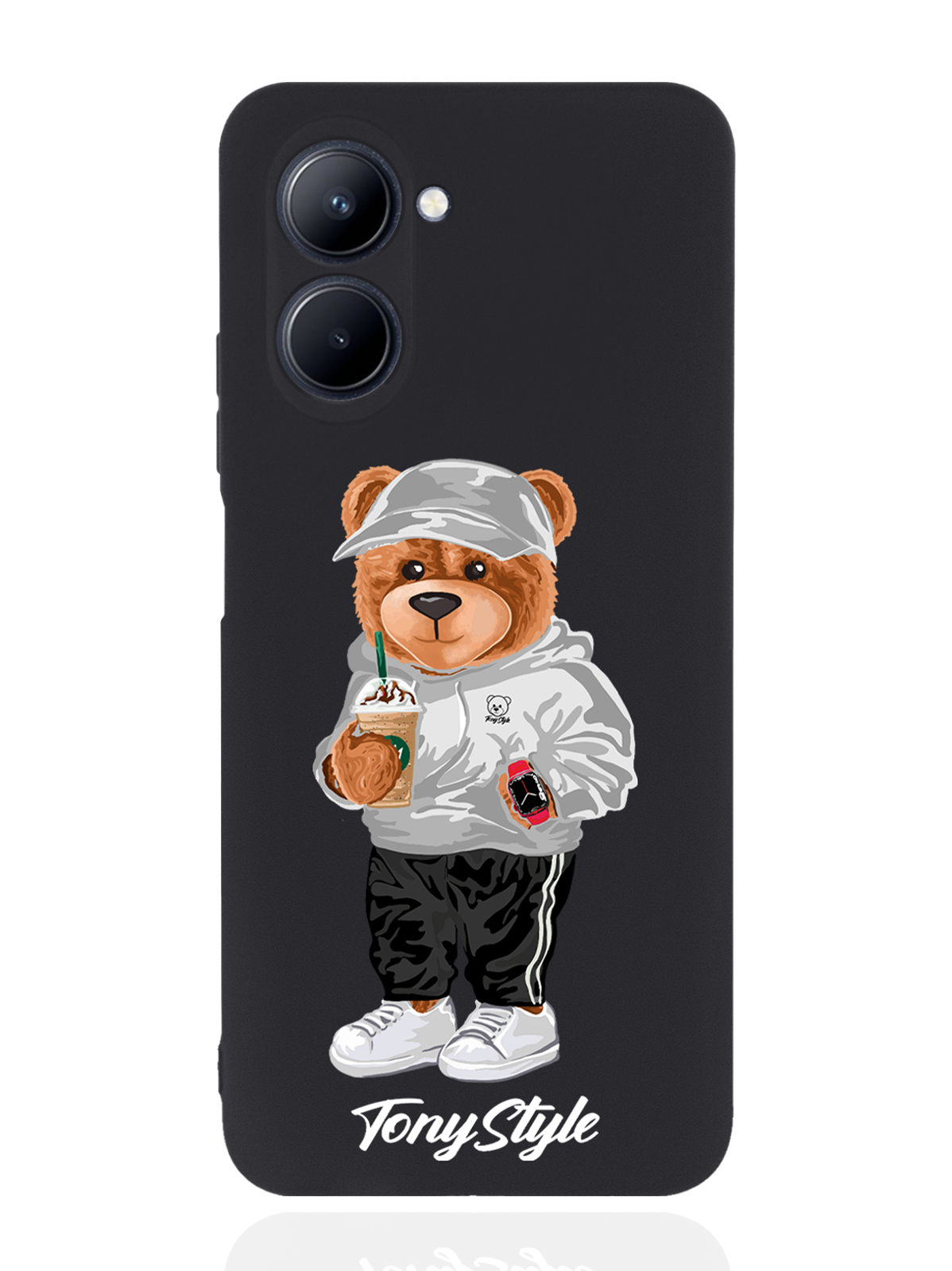 

Чехол Tony Style для realme C33 Tony Style с кофе черный, Серый;белый;черный