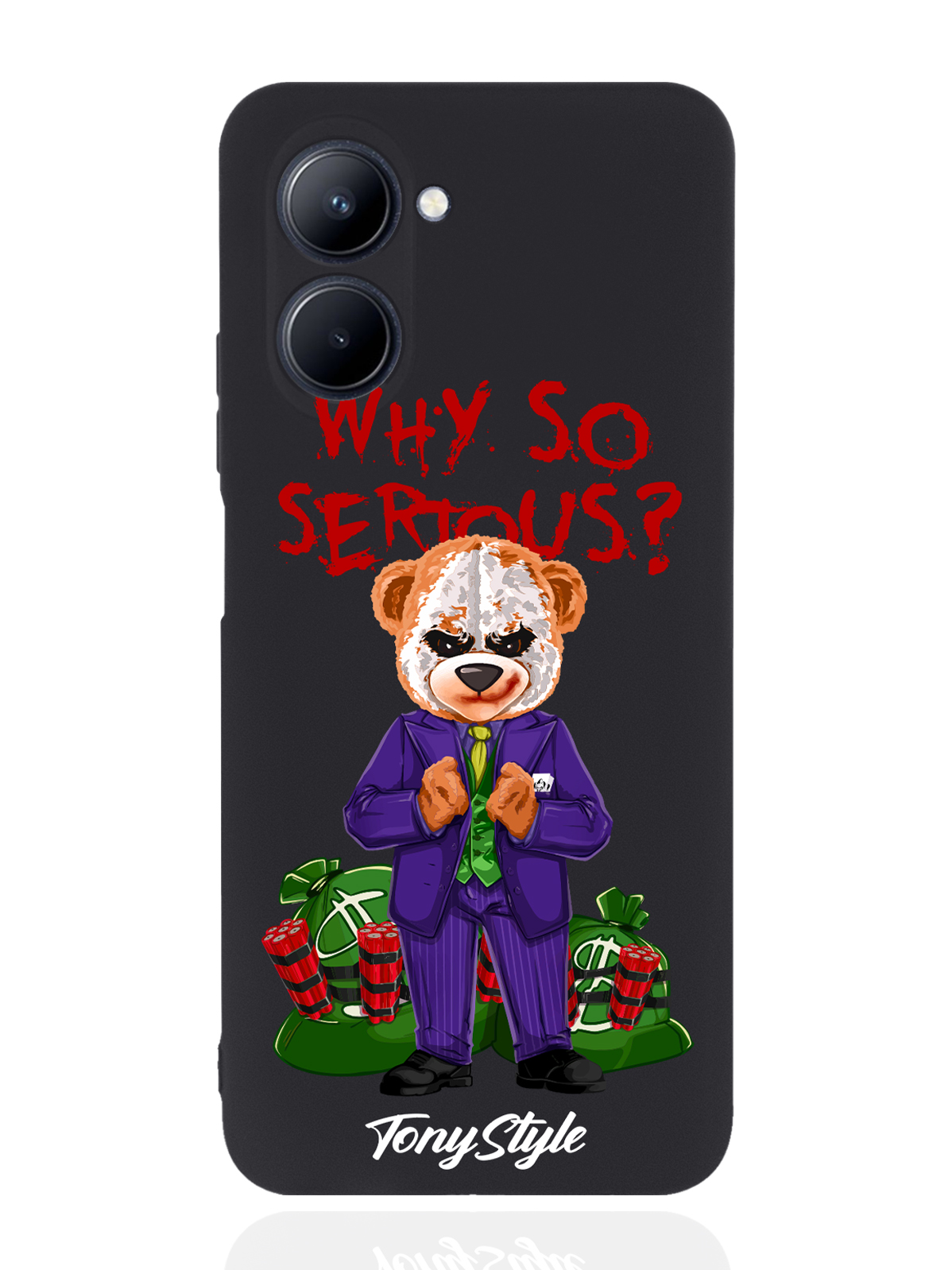 

Чехол Tony Style для realme C33 Tony Style Why so serious черный, Разноцветный