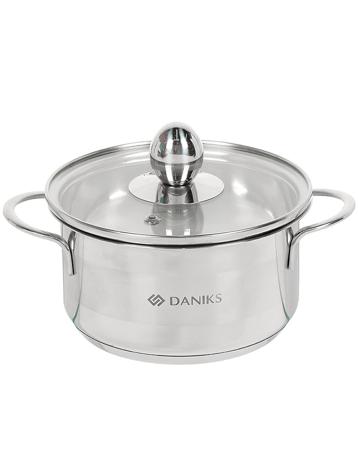 

Кастрюля с крышкой Daniks, нержавеющая сталь, 1 л, 342475]SCT, Серебристый