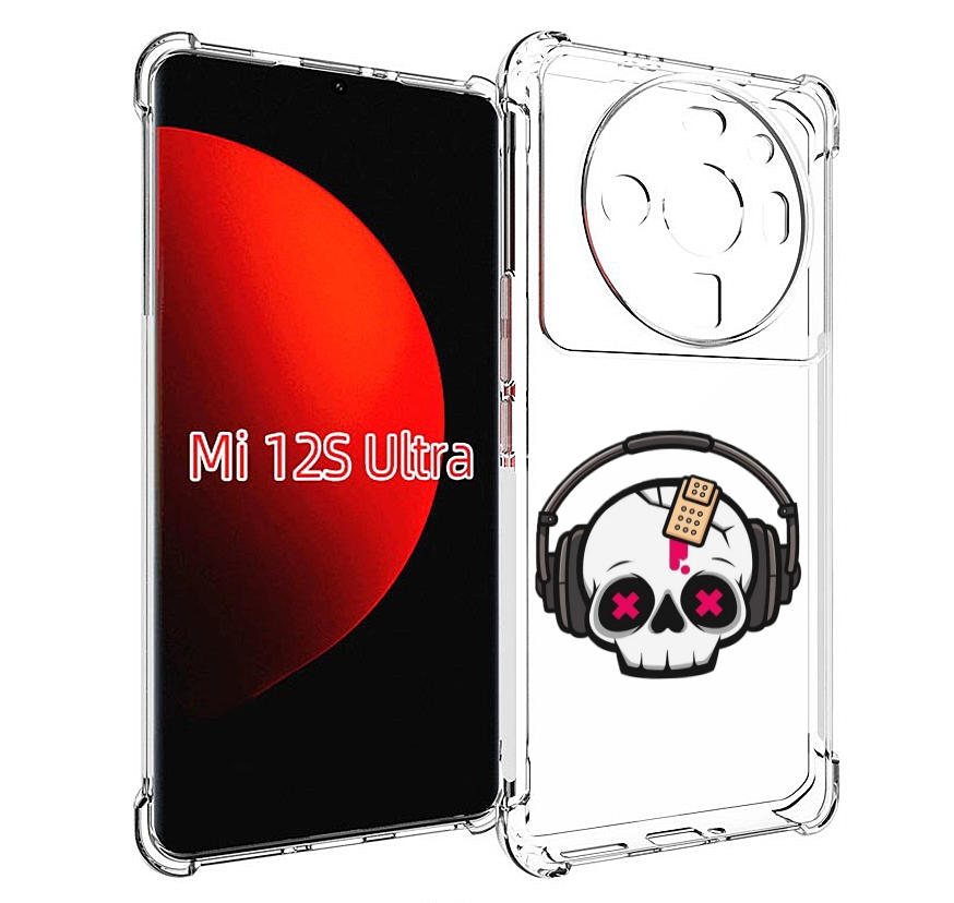 

Чехол MyPads черепок в наушниках для Xiaomi 12S Ultra, Прозрачный, Tocco