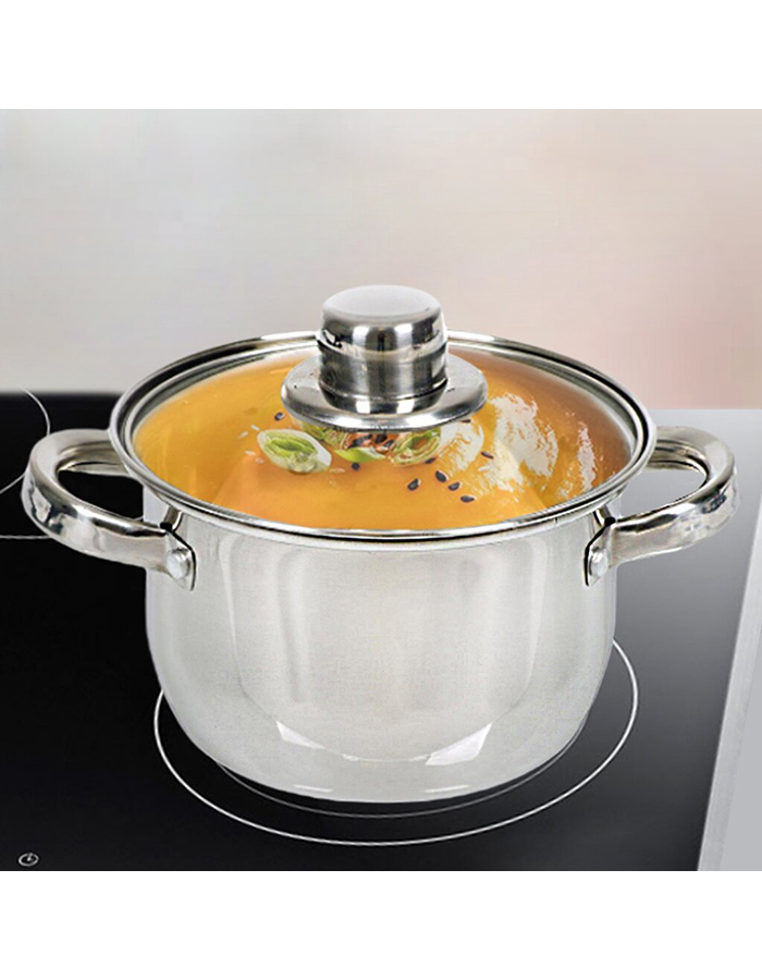 

Кастрюля с крышкой Daniks, нержавеющая сталь, 1,9 л, 355346]SCT, Серебристый