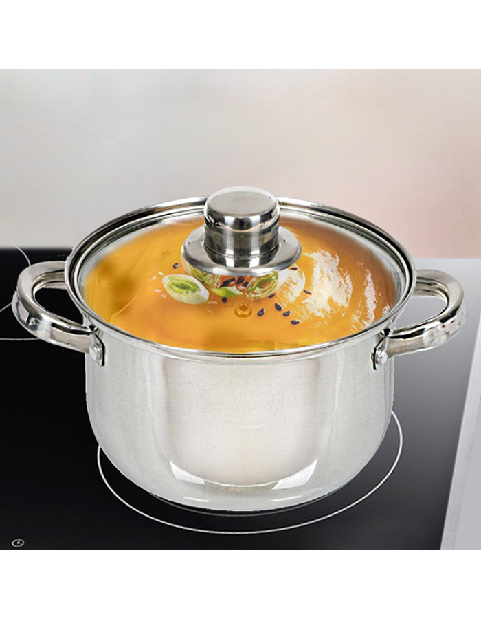 

Кастрюля с крышкой Daniks, нержавеющая сталь, 2,7 л, 355347]SCT, Серебристый