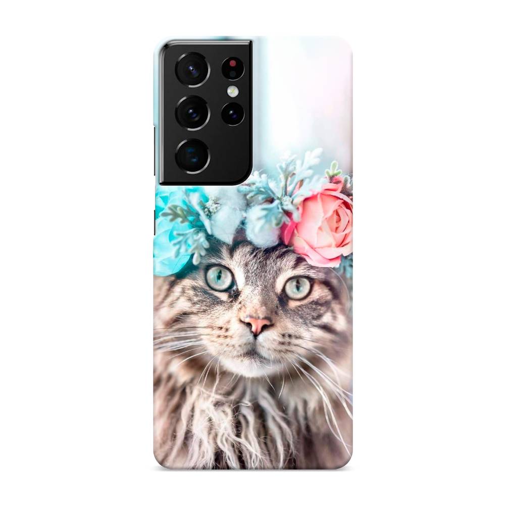 

Пластиковый чехол "Кот в венке" на Samsung Galaxy S21 Ultra, 2102220-1