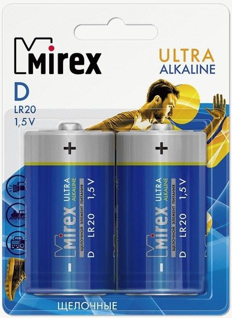 Батарейки Mirex LR20 D, 2 шт (23702-LR20-E2)