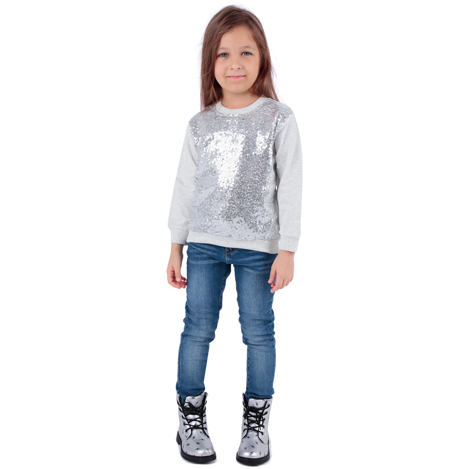 фото Толстовка детская fun time ss20332/silver р.104