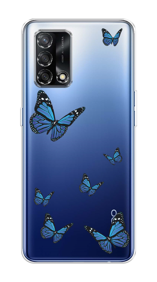 

Чехол на OPPO A74 4G/F19 "Blue butterflies", Синий;черный, 256050-1