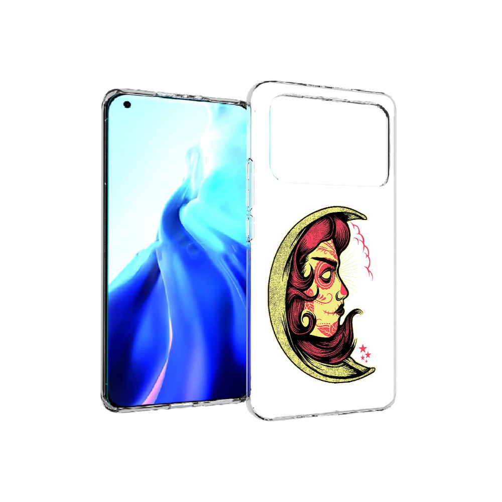 

Чехол MyPads Tocco для Xiaomi Mi 11 Ultra желтый полумесяц с лицом девушки, Прозрачный, Tocco