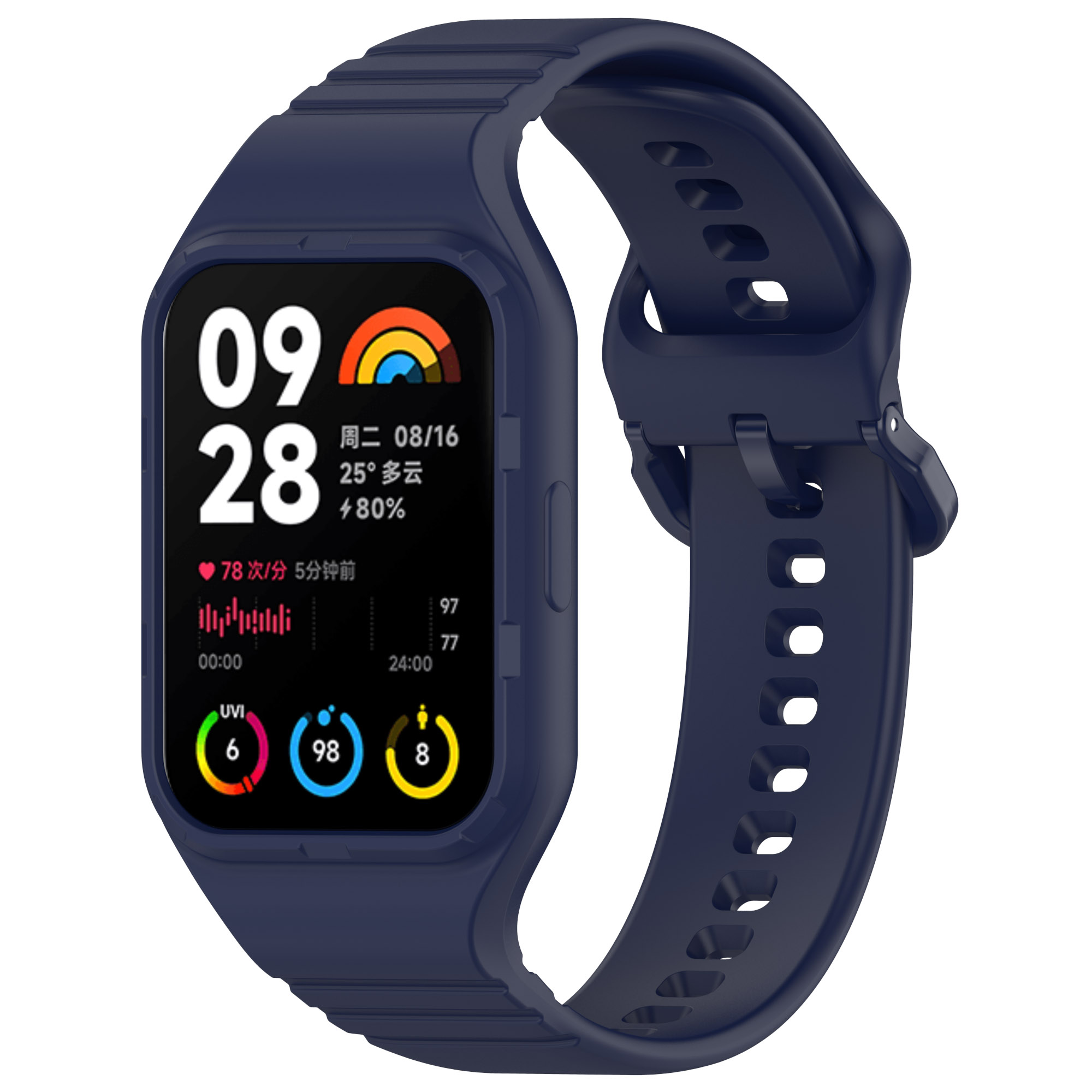 

Ремешок бампер для Xiaomi Mi Band 8 Pro, полная защита, темно синий, Mi Band 8 Pro