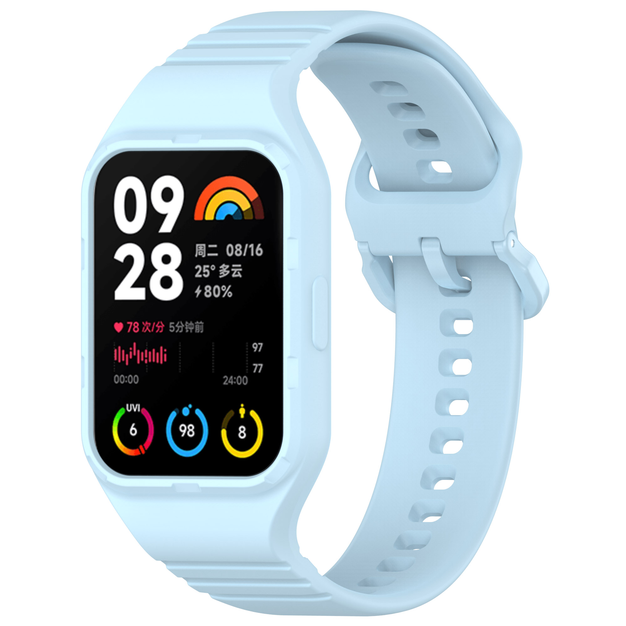 

Ремешок бампер для Xiaomi Mi Band 8 Pro, полная защита, облачно голубой, Mi Band 8 Pro