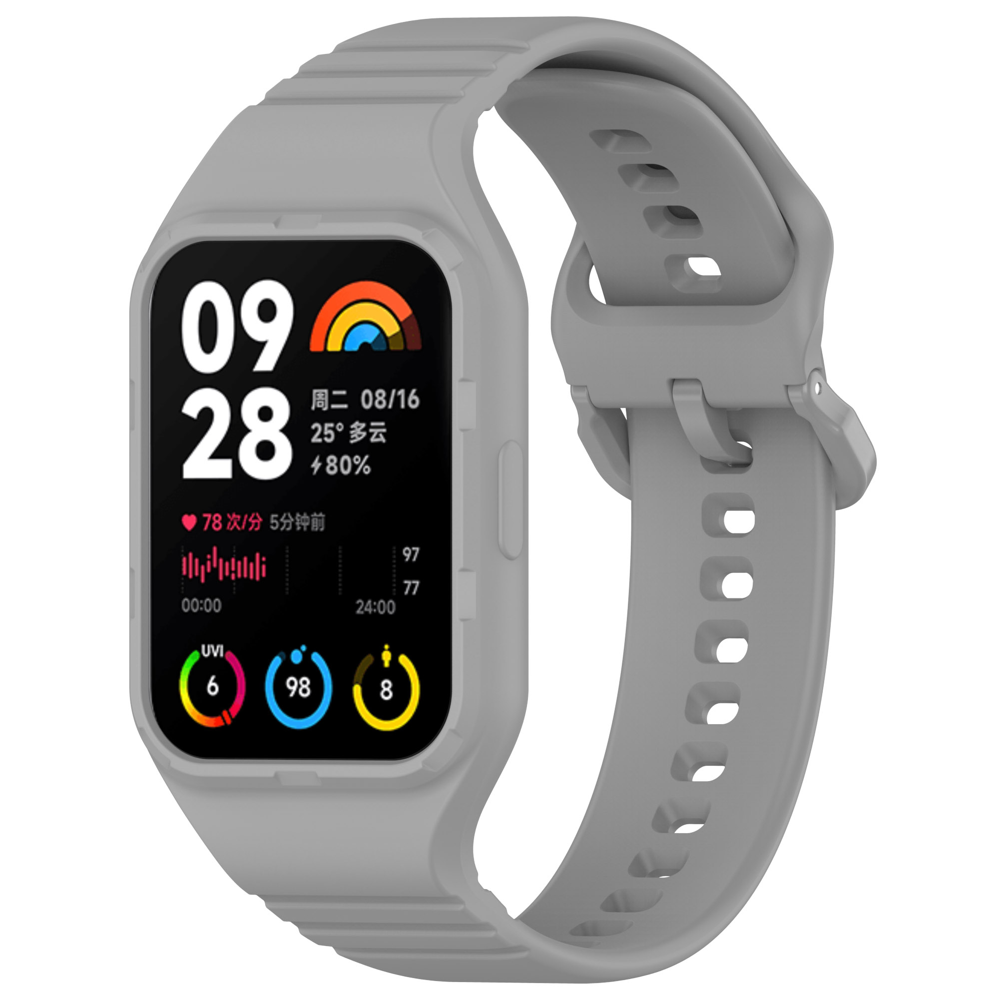 

Ремешок бампер для Xiaomi Mi Band 8 Pro, полная защита, серый, Mi Band 8 Pro